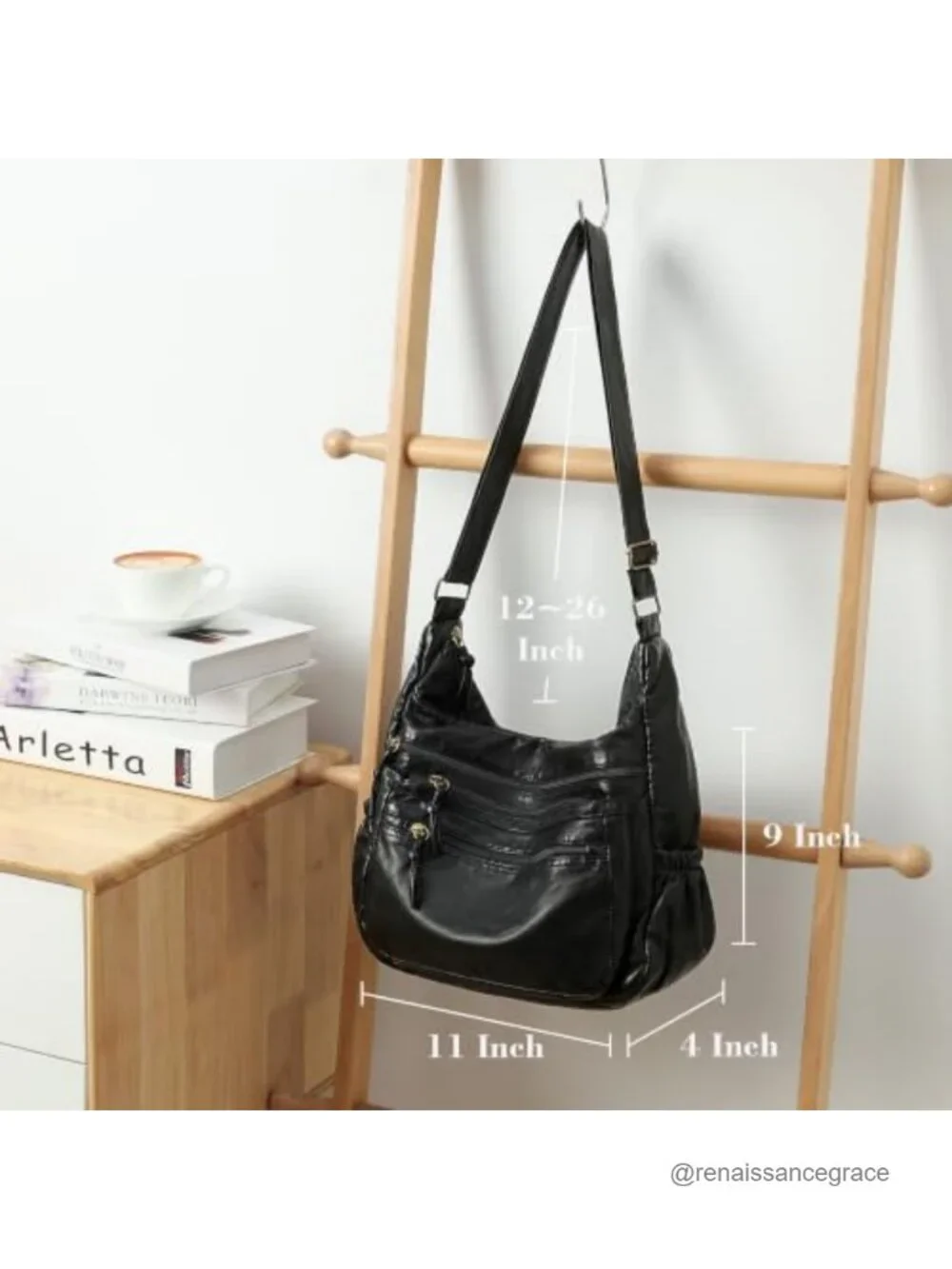 Soft Faux Leather Hobo Shoulder Bag Crossbody with Multiple Zipper Pockets
